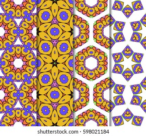 set of decorative geometric floral pattern. seamless vector illustration. for wallpaper, invitation, fabric textile