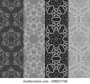 set of decorative geometric floral pattern. seamless vector illustration. for wallpaper, invitation, fabric textile