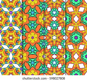 set of decorative geometric floral pattern. seamless vector illustration. for wallpaper, invitation, fabric textile