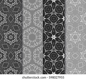 set of decorative geometric floral pattern. seamless vector illustration. for wallpaper, invitation, fabric textile