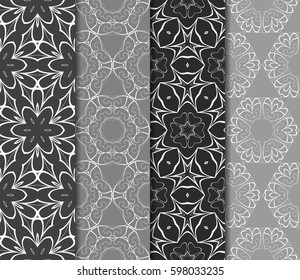 set of decorative geometric floral pattern. seamless vector illustration. for wallpaper, invitation, fabric textile