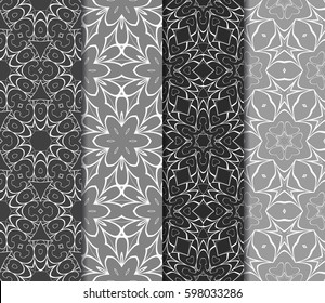 set of decorative geometric floral pattern. seamless vector illustration. for wallpaper, invitation, fabric textile