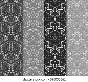 set of decorative geometric floral pattern. seamless vector illustration. for wallpaper, invitation, fabric textile