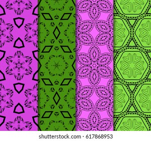 set of decorative geometric floral pattern. seamless vector illustration. for wallpaper, invitation, fabric textile