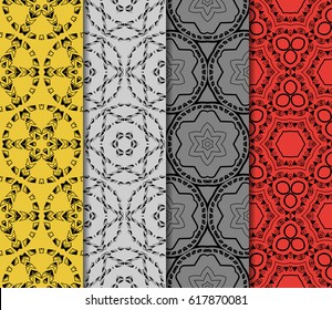 set of decorative geometric floral pattern. seamless vector illustration. for wallpaper, invitation, fabric textile
