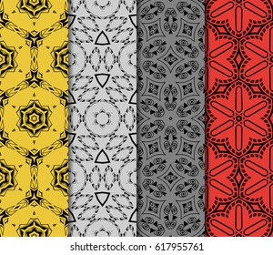 set of decorative geometric floral pattern. seamless vector illustration. for wallpaper, invitation, fabric textile