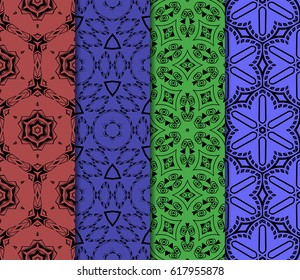 set of decorative geometric floral pattern. seamless vector illustration. for wallpaper, invitation, fabric textile