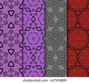 set of decorative geometric floral pattern. seamless vector illustration. for wallpaper, invitation, fabric textile