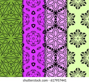 set of decorative geometric floral pattern. seamless vector illustration. for wallpaper, invitation, fabric textile