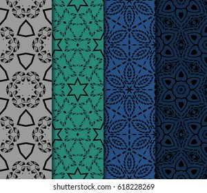 set of decorative geometric floral pattern. seamless vector illustration. for wallpaper, invitation, fabric textile