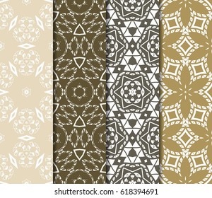 set of decorative geometric floral pattern. seamless vector illustration. for printing on fabric, paper for scrapbooking, wallpaper, cover, page book.