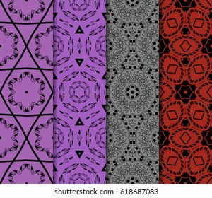 set of decorative geometric floral pattern. seamless vector illustration. for wallpaper, invitation, fabric textile set of decorative geometric floral pattern. seamless vector illustration. for wallpaper, invitation, fabric textile