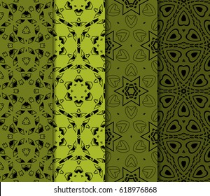 set of decorative geometric floral pattern. seamless vector illustration. for wallpaper, invitation, fabric textile