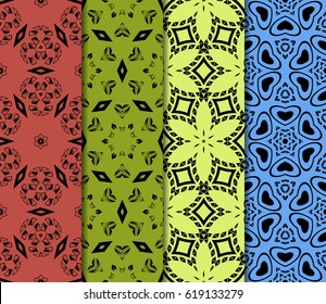 set of decorative geometric floral pattern. seamless vector illustration. for wallpaper, invitation, fabric textile