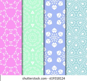 set of decorative geometric floral pattern. seamless vector illustration. for printing on fabric, paper for scrapbooking, wallpaper, cover, page book.