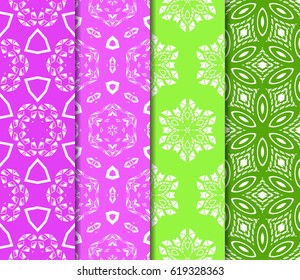set of decorative geometric floral pattern. seamless vector illustration. for printing on fabric, paper for scrapbooking, wallpaper, cover, page book.