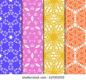 set of decorative geometric floral pattern. seamless vector illustration. for printing on fabric, paper for scrapbooking, wallpaper, cover, page book.