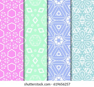 set of decorative geometric floral pattern. seamless vector illustration. for printing on fabric, paper for scrapbooking, wallpaper, cover, page book.