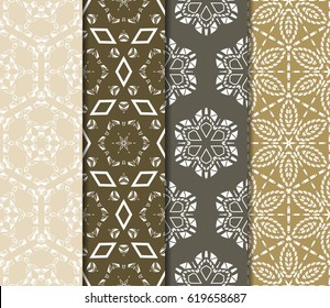 set of decorative geometric floral pattern. seamless vector illustration. for printing on fabric, paper for scrapbooking, wallpaper, cover, page book.