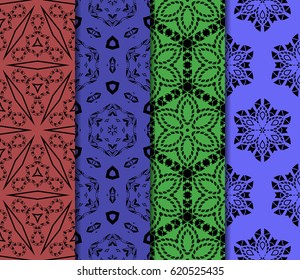 set of decorative geometric floral pattern. seamless vector illustration. for wallpaper, invitation, fabric textile
