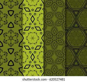 set of decorative geometric floral pattern. seamless vector illustration. for wallpaper, invitation, fabric textile