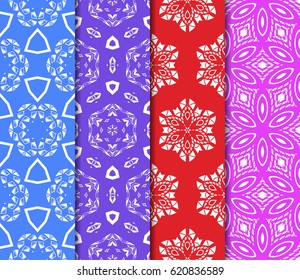 set of decorative geometric floral pattern. seamless vector illustration. for printing on fabric, paper for scrapbooking, wallpaper, cover, page book.