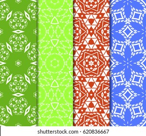 set of decorative geometric floral pattern. seamless vector illustration. for printing on fabric, paper for scrapbooking, wallpaper, cover, page book.