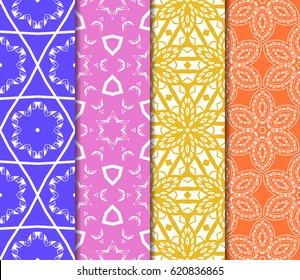 set of decorative geometric floral pattern. seamless vector illustration. for printing on fabric, paper for scrapbooking, wallpaper, cover, page book.
