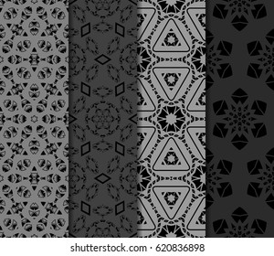 set of decorative geometric floral pattern. seamless vector illustration. for wallpaper, invitation, fabric textile