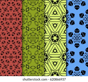 set of decorative geometric floral pattern. seamless vector illustration. for wallpaper, invitation, fabric textile