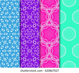set of decorative geometric floral pattern. seamless vector illustration. for printing on fabric, paper for scrapbooking, wallpaper, cover, page book.