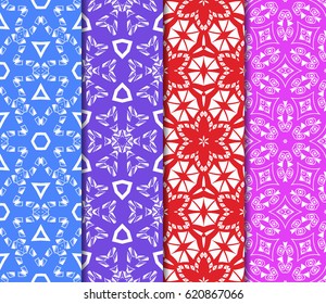 set of decorative geometric floral pattern. seamless vector illustration. for printing on fabric, paper for scrapbooking, wallpaper, cover, page book.