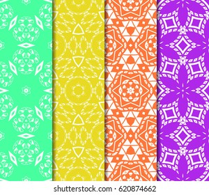 set of decorative geometric floral pattern. seamless vector illustration. for printing on fabric, paper for scrapbooking, wallpaper, cover, page book.