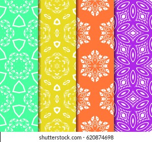 set of decorative geometric floral pattern. seamless vector illustration. for printing on fabric, paper for scrapbooking, wallpaper, cover, page book.