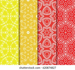 set of decorative geometric floral pattern. seamless vector illustration. for printing on fabric, paper for scrapbooking, wallpaper, cover, page book.