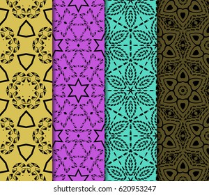 set of decorative geometric floral pattern. seamless vector illustration. for wallpaper, invitation, fabric textile