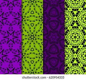 set of decorative geometric floral pattern. seamless vector illustration. for wallpaper, invitation, fabric textile