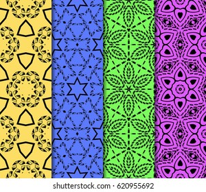 set of decorative geometric floral pattern. seamless vector illustration. for wallpaper, invitation, fabric textile