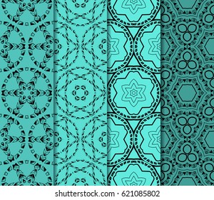 set of decorative geometric floral pattern. seamless vector illustration. for wallpaper, invitation, fabric textile