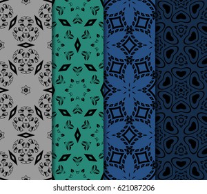 set of decorative geometric floral pattern. seamless vector illustration. for wallpaper, invitation, fabric textile