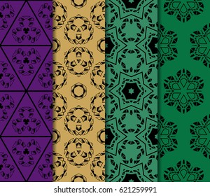 set of decorative geometric floral pattern. seamless vector illustration. for wallpaper, invitation, fabric textile