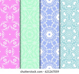 set of decorative geometric floral pattern. seamless vector illustration. for printing on fabric, paper for scrapbooking, wallpaper, cover, page book.