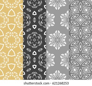 set of decorative geometric floral pattern. seamless vector illustration. for printing on fabric, paper for scrapbooking, wallpaper, cover, page book.