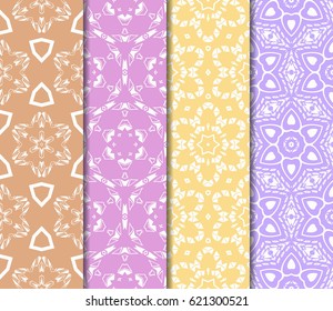 set of decorative geometric floral pattern. seamless vector illustration. for printing on fabric, paper for scrapbooking, wallpaper, cover, page book.