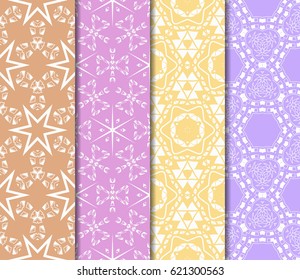 set of decorative geometric floral pattern. seamless vector illustration. for printing on fabric, paper for scrapbooking, wallpaper, cover, page book.