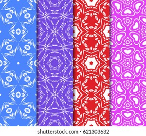 set of decorative geometric floral pattern. seamless vector illustration. for printing on fabric, paper for scrapbooking, wallpaper, cover, page book.