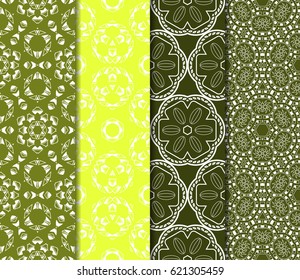 set of decorative geometric floral pattern. seamless vector illustration. for printing on fabric, paper for scrapbooking, wallpaper, cover, page book.