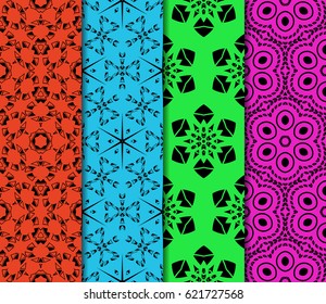 set of decorative geometric floral pattern. seamless vector illustration. for wallpaper, invitation, fabric textile