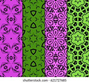 set of decorative geometric floral pattern. seamless vector illustration. for wallpaper, invitation, fabric textile