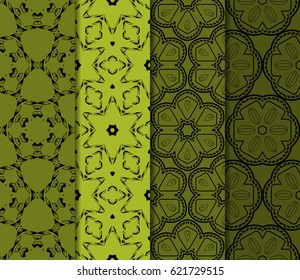 set of decorative geometric floral pattern. seamless vector illustration. for wallpaper, invitation, fabric textile